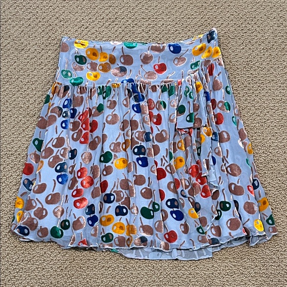 Free People Dresses & Skirts - Vintage Free People Silk Velvet Cherry Print Mini Skirt size 4 Boho Flowy